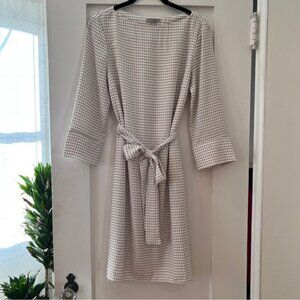 H&M Herringbone Print Shift Dress with Optional Tie Waist